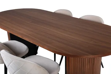 Bianca Matgrupp 200 cm Oval med 4 Velvet stolar - Svart - Products - Möbler - Bord & matgrupp - Matgrupp