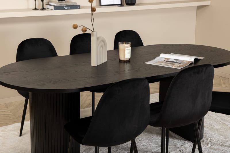 Bianca Matgrupp 200 cm Oval med 6 Polar stolar - Svart - Products - Möbler - Bord & matgrupp - Matgrupp