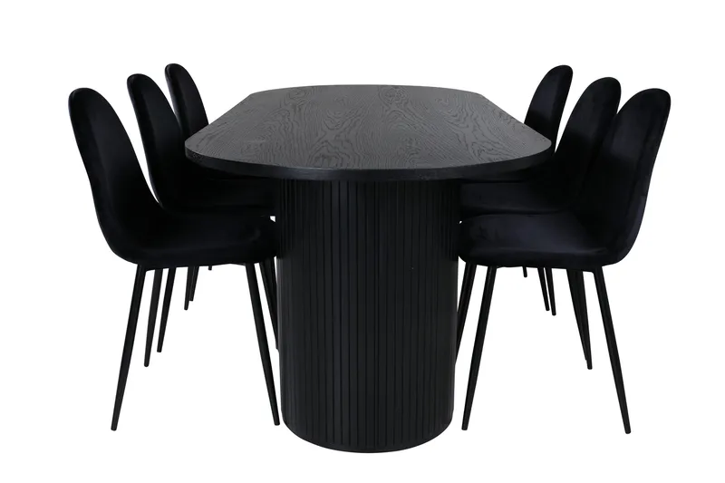 Bianca Matgrupp 200 cm Oval med 6 Polar stolar - Svart - Products - Möbler - Bord & matgrupp - Matgrupp