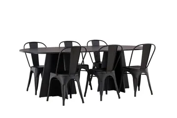 Bootcut Matbord 230x115 cm med 4 Tempe Stolar - Svart - Products - Möbler - Bord & matgrupp - Matbord & köksbord