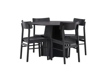 Bootcut Matgrupp + 4 stolar Rund - Svart - Products - Möbler - Bord & matgrupp - Matgrupp