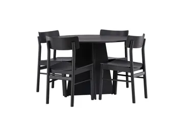 Bootcut Matgrupp + 4 stolar Rund - Svart - Products - Möbler - Bord & matgrupp - Matgrupp