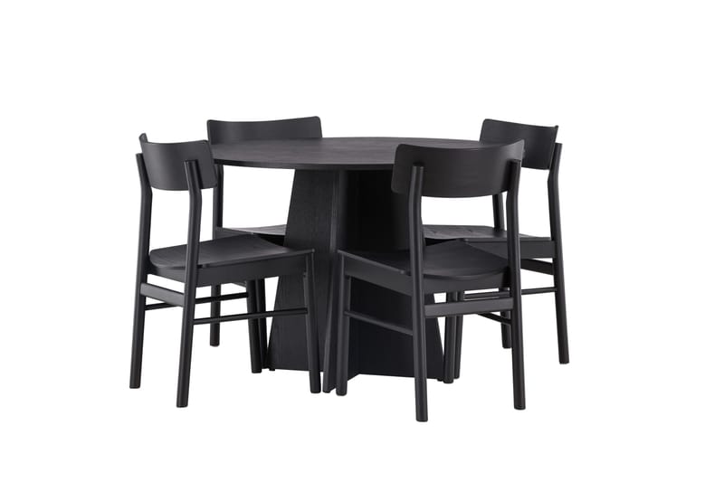 Bootcut Matgrupp + 4 stolar Rund - Svart - Products - Möbler - Bord & matgrupp - Matgrupp