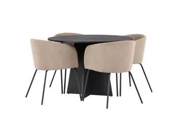 Bootcut Matgrupp 110 cm Rund med 4 Berit stolar - Beige - Products - Möbler - Bord & matgrupp - Matgrupp