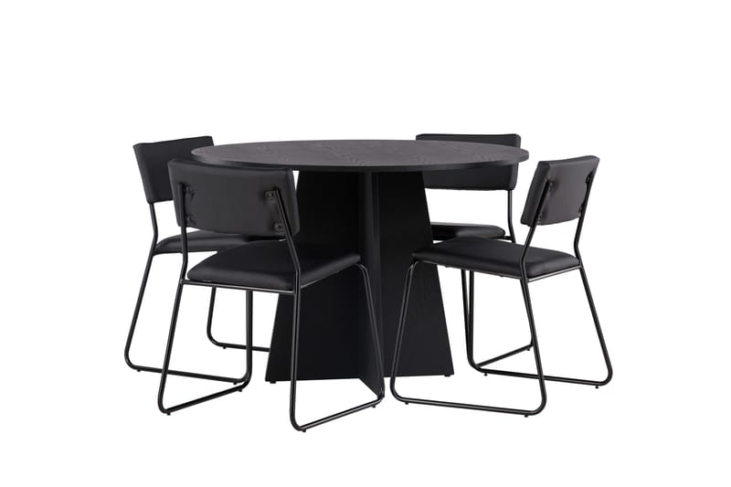 Bootcut Matgrupp 110 cm Rund med 4 Kenth Stolar - Svart - Products - Möbler - Bord & matgrupp - Matgrupp