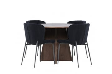 Bootcut Matgrupp 110 cm Rund med 4 Modesto stolar - Mocca/Svart - Products - Möbler - Bord & matgrupp - Matgrupp