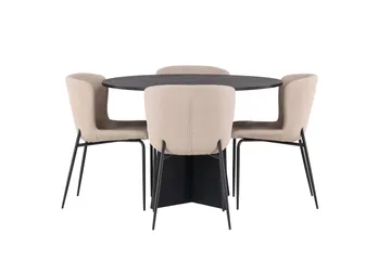 Bootcut Matgrupp 110 cm Rund med 4 Modesto stolar - Svart - Products - Möbler - Bord & matgrupp - Matgrupp