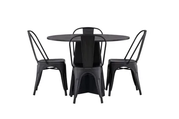 Bootcut Matgrupp 110 cm Rund med 4 Tempe Stolar - Svart - Products - Möbler - Bord & matgrupp - Matgrupp