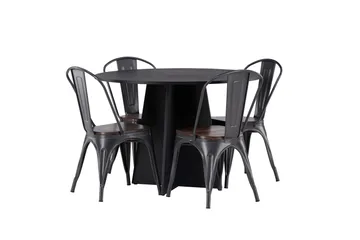 Bootcut Matgrupp 110 cm Rund med 4 Tempe stolar - Svart - Products - Möbler - Bord & matgrupp - Matgrupp