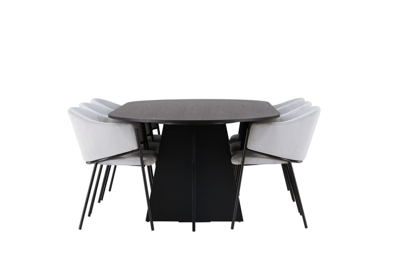 Bootcut Matgrupp 230 cm Oval med 6 Evelina stolar - Svart - Products - Möbler - Bord & matgrupp - Matgrupp