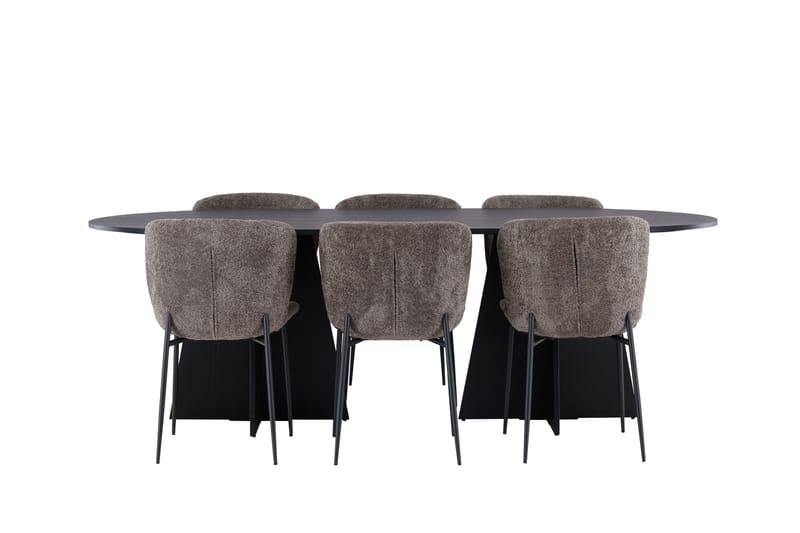 Bootcut Matgrupp 230 cm Oval med 6 Modesto stolar, Beige