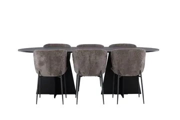 Bootcut Matgrupp 230 cm Oval med 6 Modesto stolar - Svart - Products - Möbler - Bord & matgrupp - Matgrupp