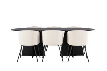 Bootcut Matgrupp 230 cm Rektangulär med 6 Berit stolar - Beige - Products - Möbler - Bord & matgrupp - Matgrupp