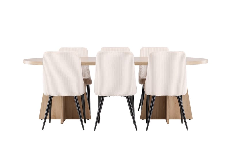 Bootcut Matgrupp 230 cm Rektangulär med 6 Leone stolar - Whitewash/Beige - Products - Möbler - Bord & matgrupp - Matgrupp