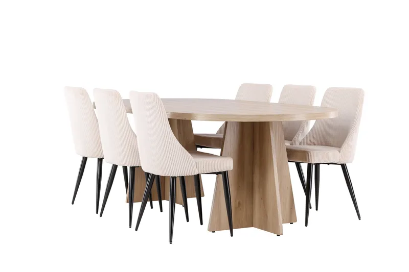 Bootcut Matgrupp 230 cm Rektangulär med 6 Leone stolar - Whitewash/Beige - Products - Möbler - Bord & matgrupp - Matgrupp