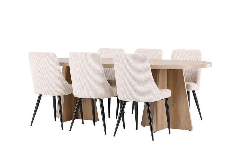Bootcut Matgrupp 230 cm Rektangulär med 6 Leone stolar - Whitewash/Beige - Products - Möbler - Bord & matgrupp - Matgrupp