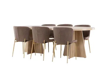 Bootcut Matgrupp 230 cm Rektangulär med 6 Modesto stolar - Whitewash/Brun - Products - Möbler - Bord & matgrupp - Matgrupp