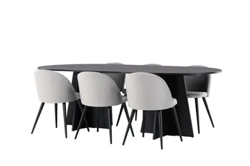 Bootcut Matgrupp 230 cm Rektangulär med 6 Velvet stolar - Svart - Products - Möbler - Bord & matgrupp - Matgrupp