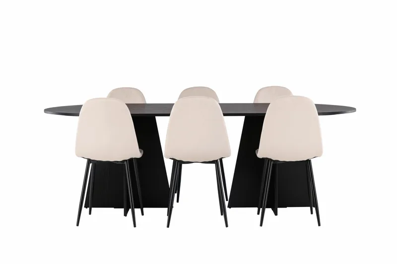 Bootcut Matgrupp 230 cm Rektangulär med 6 Polar stolar, Beige