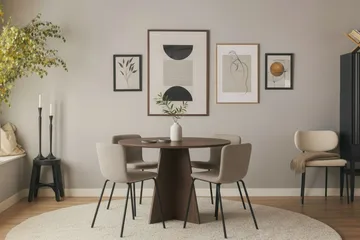 Bootcut Runt Litet Matbord Valnöt 110 cm med 4 Katy Matstolar - Products - Möbler - Bord & matgrupp - Matgrupp