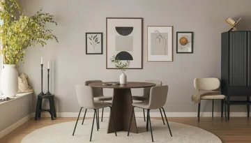 Bootcut Runt Litet Matbord Valnöt 110 cm med 4 Katy Matstolar - Products - Möbler - Bord & matgrupp - Matgrupp