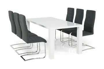 Cibus Matgrupp 180 cm med 6 Cibus Stol - Vit/Mörkgrå - Products - Möbler - Bord & matgrupp - Matgrupp