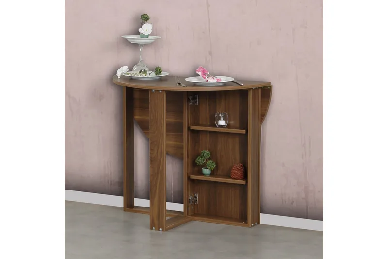 Comfortale Matbord Runt Hopfällbart - Valnöt - Products - Möbler - Bord & matgrupp - Matbord & köksbord