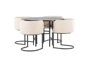 Copenhagen Matgrupp 115 cm Rund med 4 Simrishman stolar - Beige - Products - Möbler - Bord & matgrupp - Matgrupp