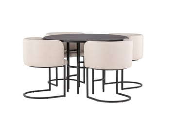 Copenhagen Matgrupp 115 cm Rund med 4 Simrishman stolar - Beige - Products - Möbler - Bord & matgrupp - Matgrupp