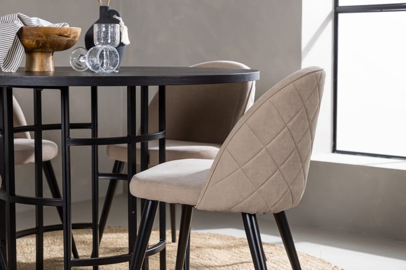 Copenhagen Matgrupp 115 cm Rund med 4 Velvet stolar - Beige - Products - Möbler - Bord & matgrupp - Matgrupp