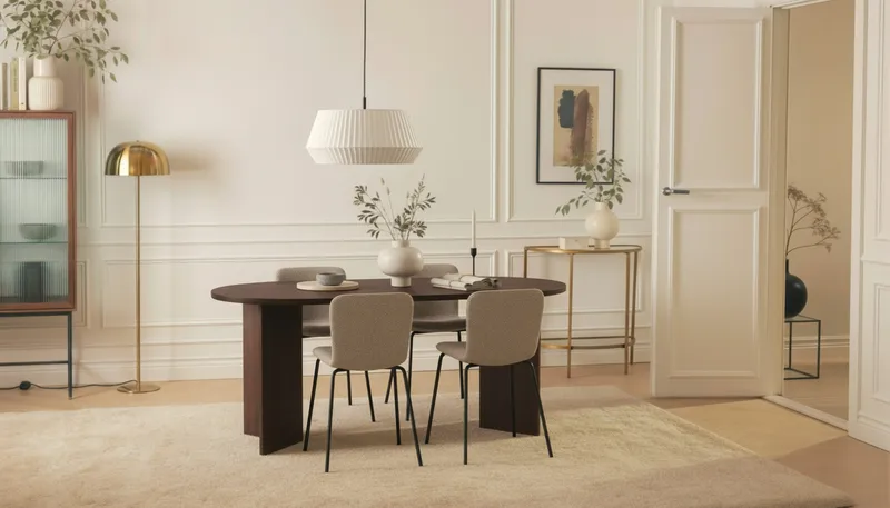 Dano Matbord 180 cm  med 4 Katy Matstolar - Valnöt / Greige - Products - Möbler - Bord & matgrupp - Matgrupp