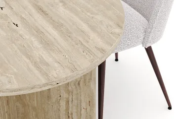 Dano Matbord 180 cm  med 4 Nibe Plus Matstolar - Travertin / Vit - Products - Möbler - Bord & matgrupp - Matgrupp