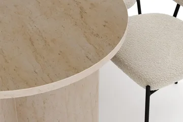 Dano Matbord 180 cm  med 6 Gemmiano Matstolar - Travertin / Vit Bouclé - Products - Möbler - Bord & matgrupp - Matgrupp