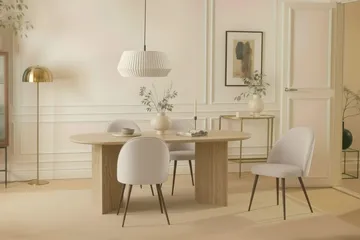 Dano Matbord 180 cm  med 6 Nibe Plus Matstolar - Travertin / Vit - Products - Möbler - Bord & matgrupp - Matgrupp