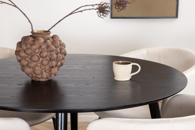 Dipp Matgrupp 115 cm Rund med 4 Berit stolar - Beige - Products - Möbler - Bord & matgrupp - Matgrupp