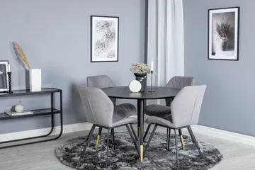 Dipp Matgrupp 115 cm Rund med 4 Gemma stolar - Svart/Guld - Products - Möbler - Bord & matgrupp - Matgrupp