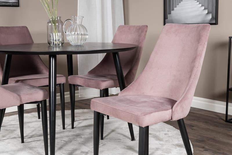 Dipp Matgrupp 115 cm Rund med 4 Leone stolar - Svart - Products - Möbler - Bord & matgrupp - Matgrupp