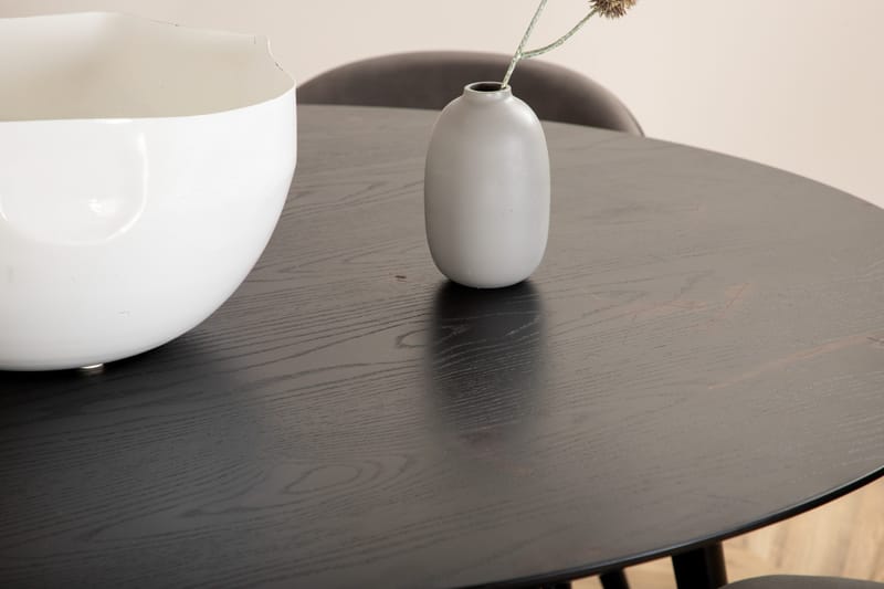 Dipp Matgrupp 115 cm Rund med 4 Velvet stolar - Svart - Products - Möbler - Bord & matgrupp - Matgrupp