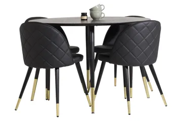 Dipp Matgrupp 115 cm Rund med 4 Velvet stolar - Svart/Guld - Products - Möbler - Bord & matgrupp - Matgrupp