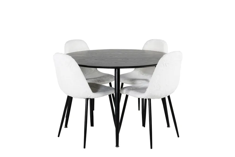 Dipp Matgrupp 115 cm Rund med 4 Polar stolar, Svart