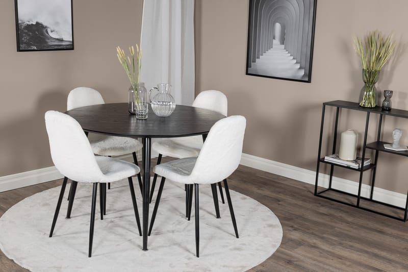 Dipp Matgrupp 115 cm Rund med 4 Polar stolar - Svart - Products - Möbler - Bord & matgrupp - Matgrupp