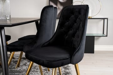 Dipp Matgrupp 180 cm Rektangulär med 6 Velvet Deluxe stolar - Svart/Guld - Products - Möbler - Bord & matgrupp - Matgrupp