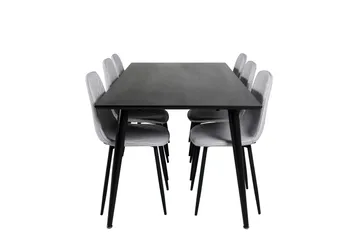 Dipp Matgrupp 180 cm Rektangulär med 6 Polar stolar, Svart