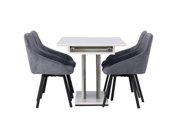 Disa Matgrupp 120 cm Rektangulär med 4 Rosie stolar - Svart - Products - Möbler - Bord & matgrupp - Matgrupp