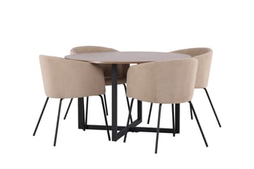 Durango Matgrupp 120 cm Rund med 4 Berit Stolar - Valnöt - Products - Möbler - Bord & matgrupp - Matgrupp