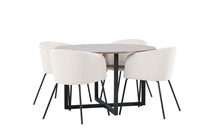 Durango Matgrupp 120 cm Rund med 4 Berit Stolar - Valnöt - Products - Möbler - Bord & matgrupp - Matgrupp