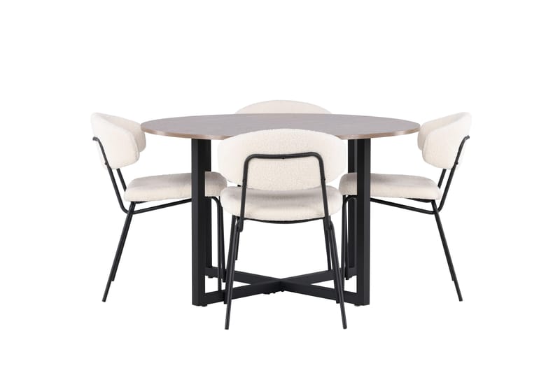 Durango Matgrupp 120 cm Rund med 4 Chico Stolar, Valnöt