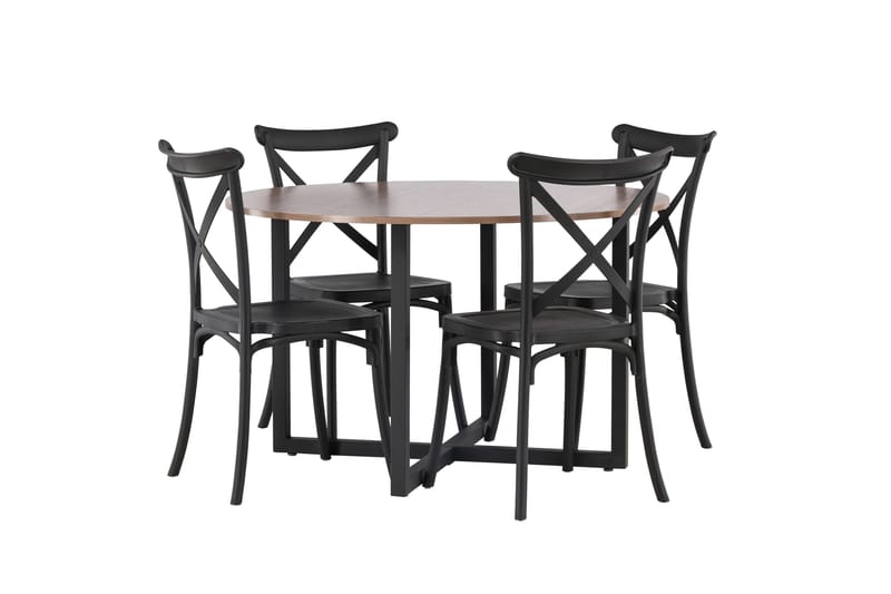 Durango Matgrupp 120 cm Rund med 4 Crosett Stolar - Valnöt - Products - Möbler - Bord & matgrupp - Matgrupp