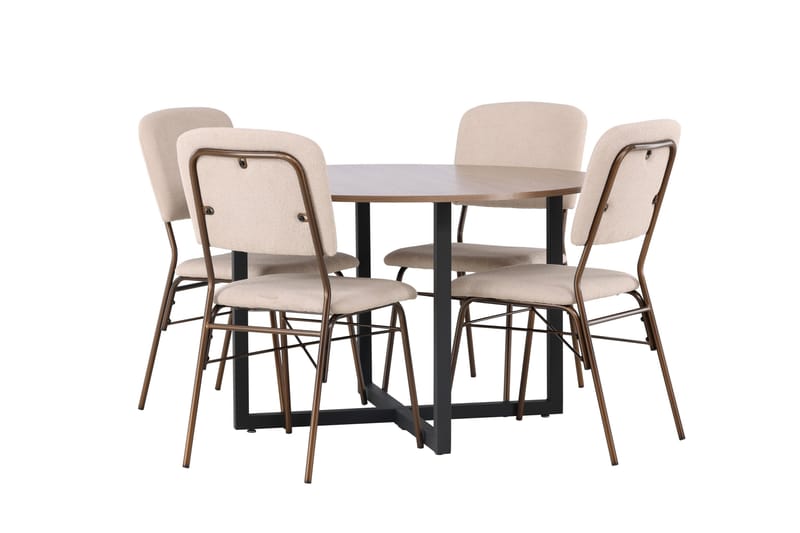 Durango Matgrupp 120 cm Rund med 4 Seda Stolar - Valnöt - Products - Möbler - Bord & matgrupp - Matgrupp