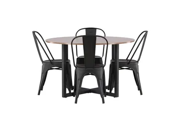 Durango Matgrupp 120 cm Rund med 4 Tempe Stolar - Valnöt - Products - Möbler - Bord & matgrupp - Matgrupp
